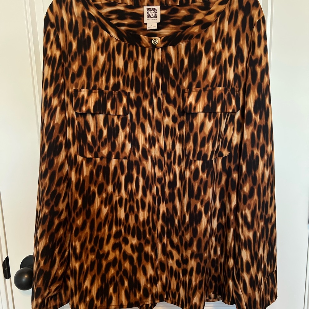 Anne Klein Leopard Print Blouse